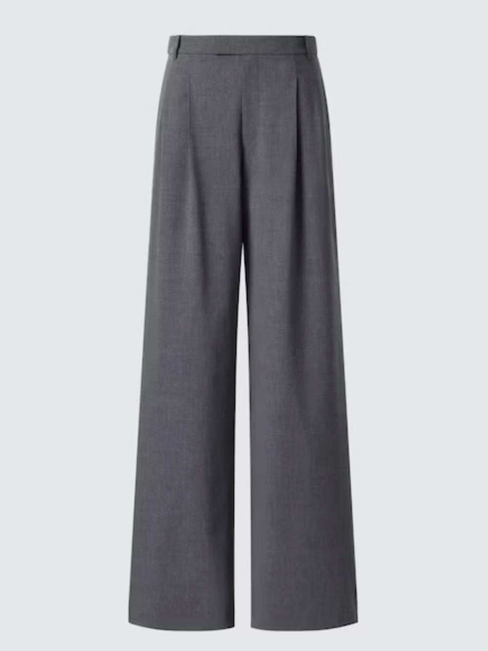 Uniqlo Grey High Rise Pleated Wide Leg Dress Pants Smart Stylish Basic Office - Picture 2 of 6